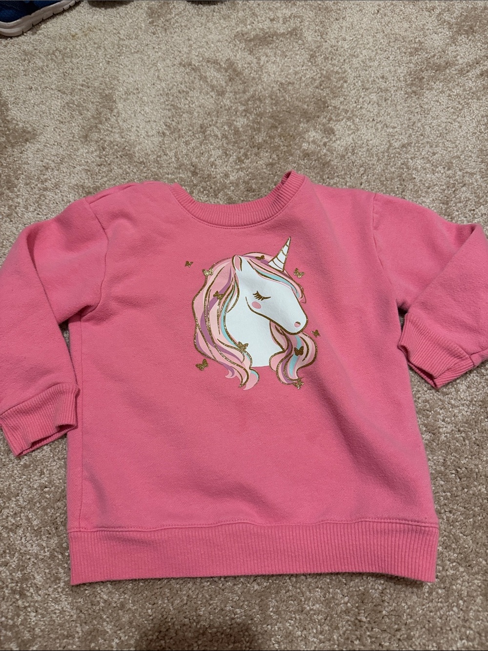 Girls' Pink Unicorn Pullover Sweatshirt